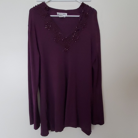 WinterSilks Sweaters - WinterSilks Long Sleeve Beaded Sweater - XL